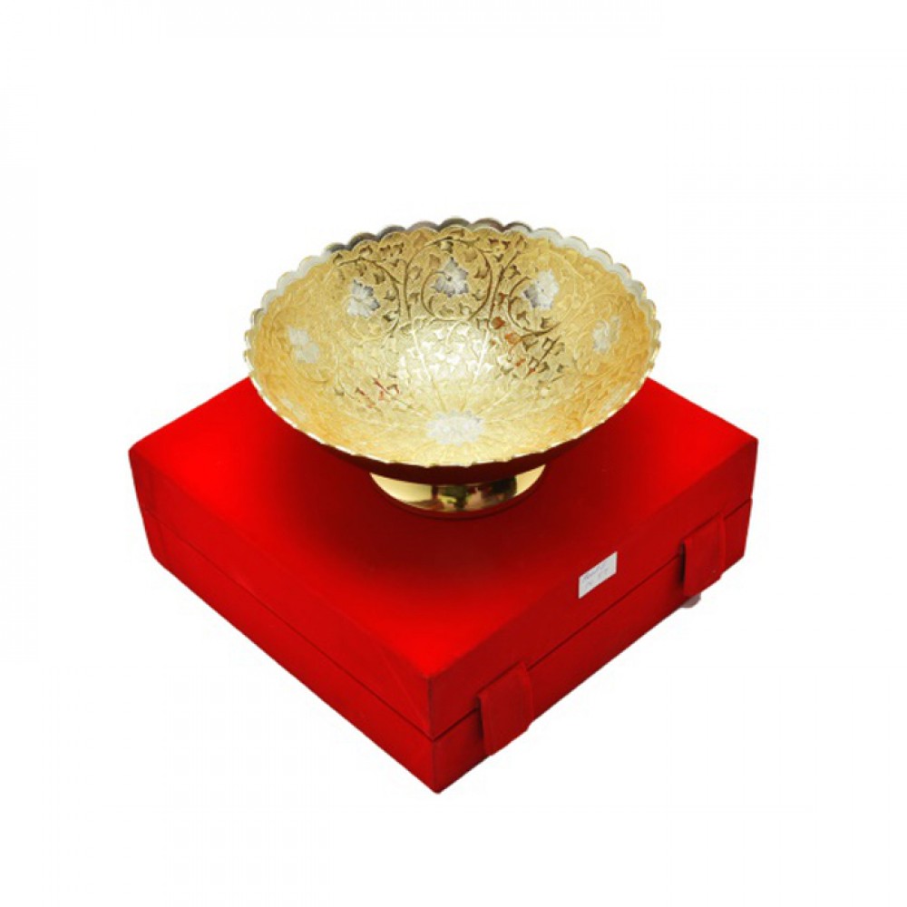 Silver & Gold Plated Brass Bowl 8" Diameter Silver & Gold Plated Brass Bowl 8" Diameter