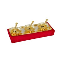 Gold & Silver Plated Brass Bowl Set 7 Pcs. (Bowls 4'' Diameter & Tray 13" x 5.5")