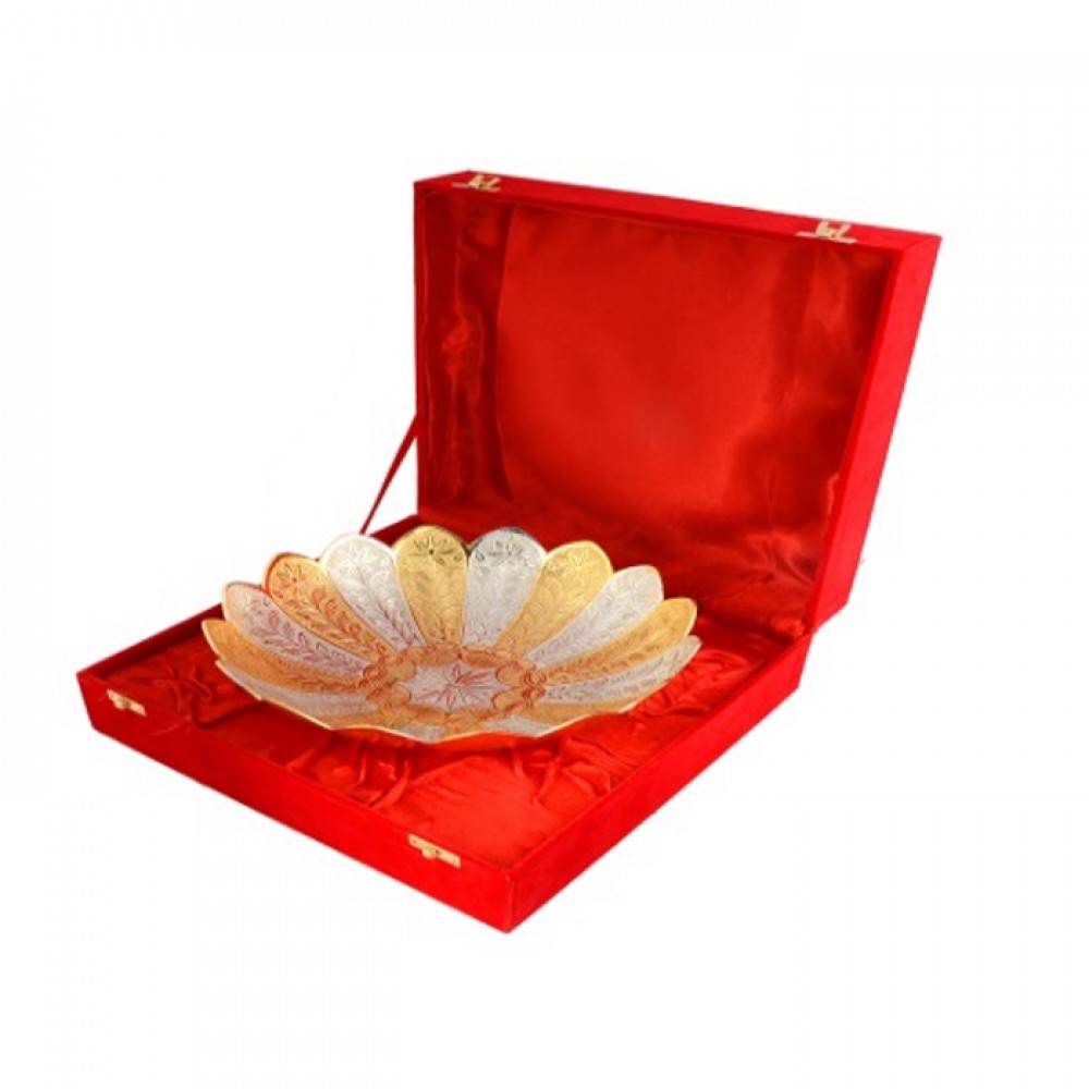 Silver & Gold Plated Brass Fruit Bowl 11" Diameter Silver & Gold Plated Brass Fruit Bowl 11" Diameter