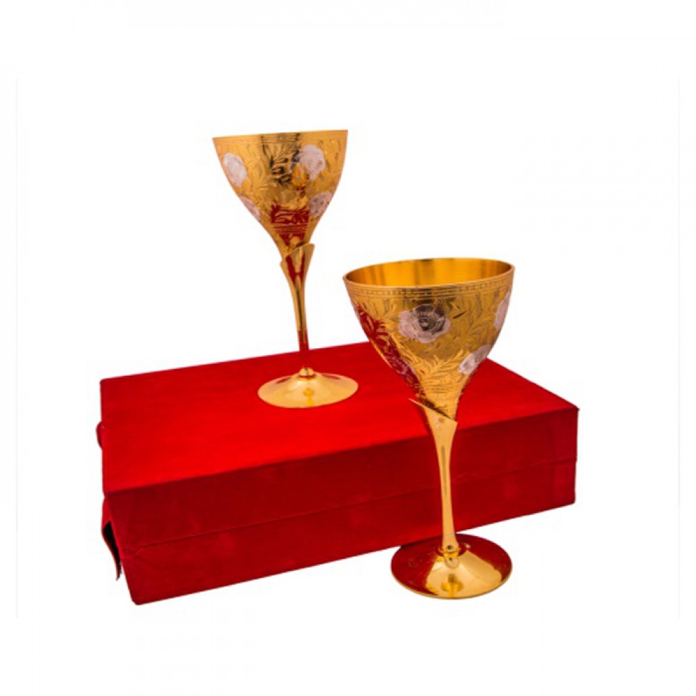 Silver & Gold Plated Brass Glass Set (8.5'' x 3.25'') Silver & Gold Plated Brass Glass Set (8.5'' x 3.25'')