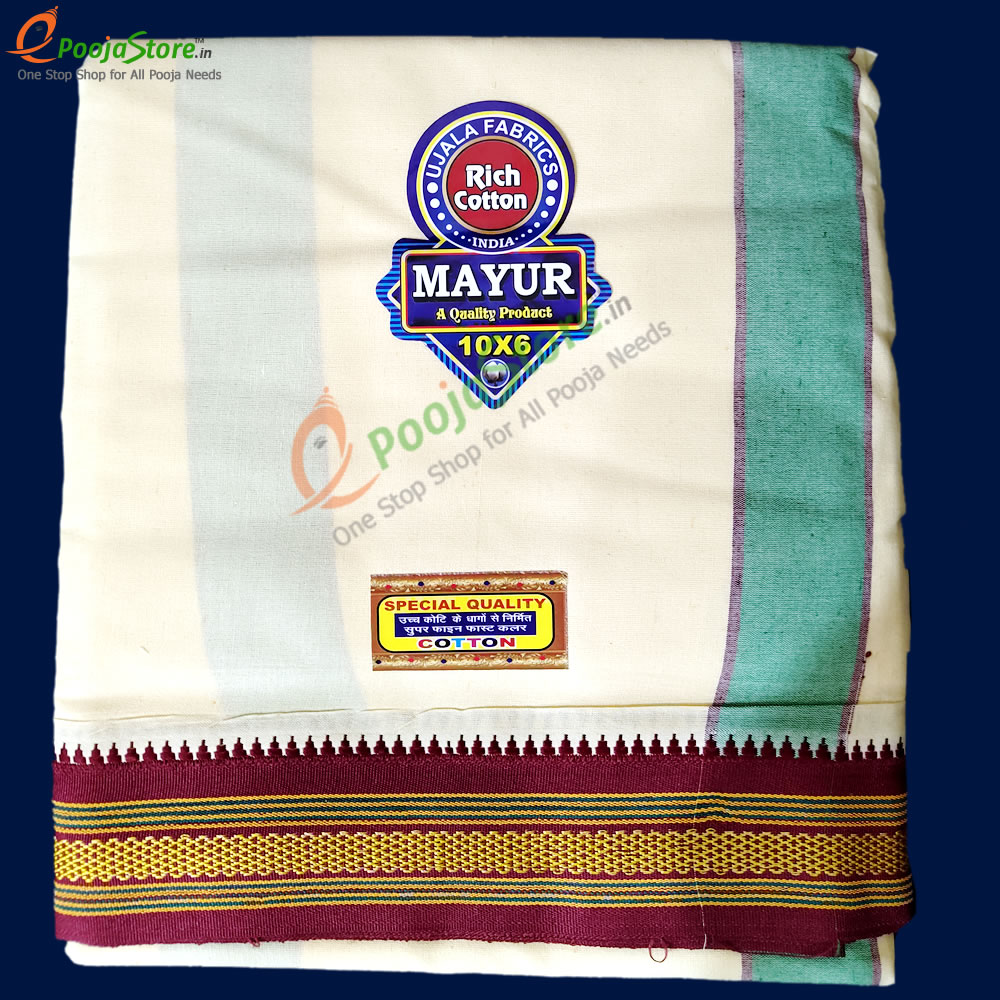 Pure White Cotton Dhothi (10*6 Size)