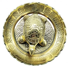 Pure Brass Vastu Fengshui Tortoise With Plate For Good Luck (Small)