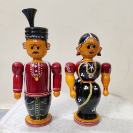 Pelli Bommalu/Indian Married Couple Wooden Set/Handcrafted Toys for Couples Gift & Home Decor - Traditional Bride & Groom Showpiece