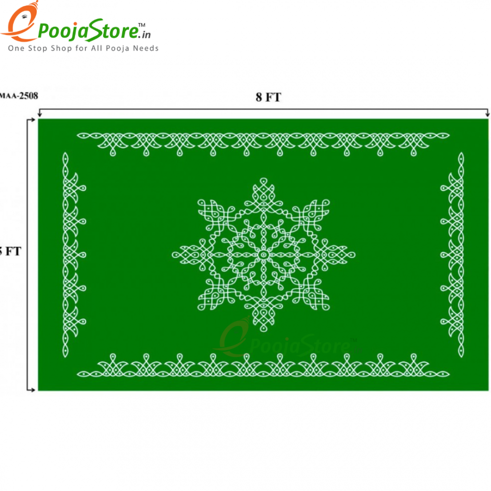 Green Colour Kolam/ Muggu  Design Backdrop/ Backdrop For Functions, Festivals and Pooja Decoration