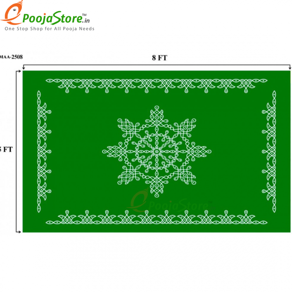 Green Colour Kolam/ Muggu Design Backdrop/ Backdrop For Functions, Festivals and Pooja Decoration Green Colour Kolam/ Muggu Design Backdrop/ Backdrop For Functions, Festivals and Pooja Decoration