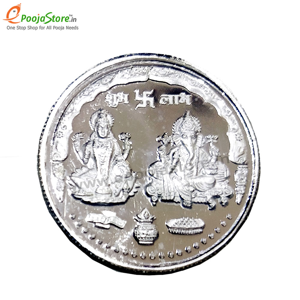 Pure Silver Lakshmi Ganapathi Coin