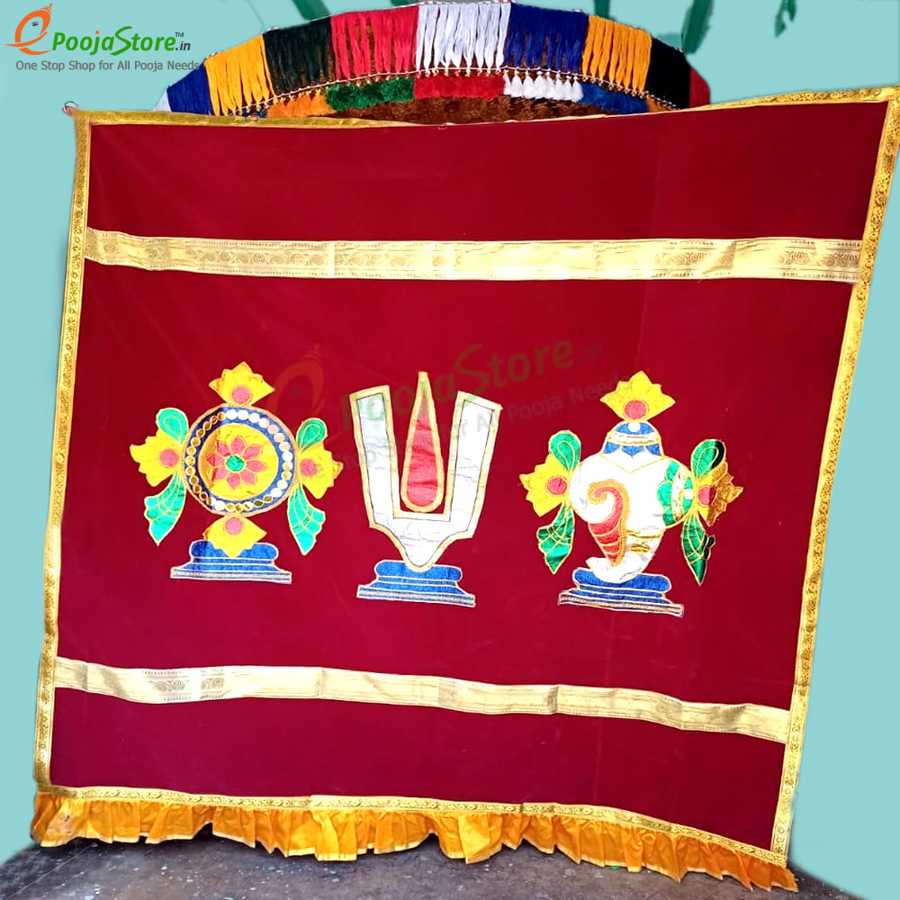 Satin Perumal Temple Curtain / Temple Velvet Curtain (4*6 Feet)