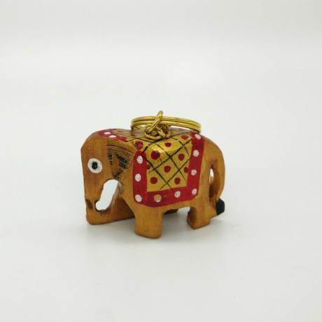Wooden Elephant Key Chain